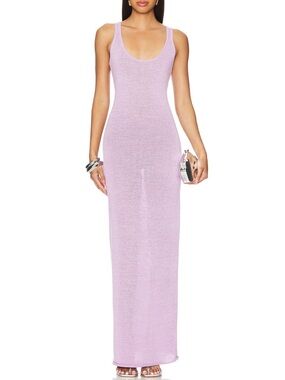 SER.O.YA Jasmine Knit Maxi Dress Size S Lilac Scoop-Neck Sleeveless Barbie Chic